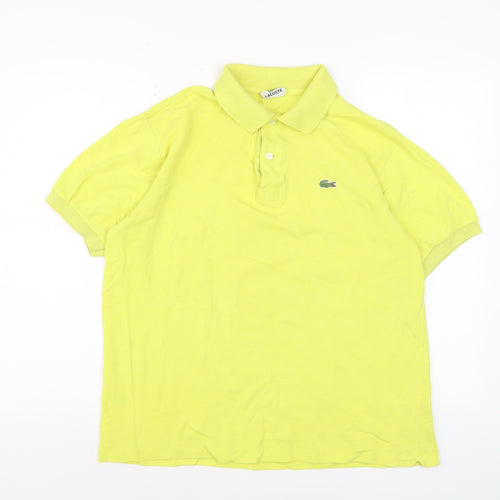Lacoste Men Yellow Cotton Short Sleeve Polo Shirt M