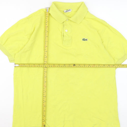 Lacoste Men Yellow Cotton Short Sleeve Polo Shirt M