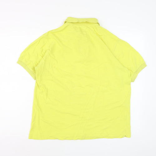 Lacoste Men Yellow Cotton Short Sleeve Polo Shirt M