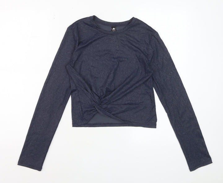 90 Degree By Reflex Womens Blue XS Cropped Long Sleeve Active Top
