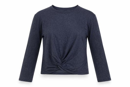 90 Degree By Reflex Womens Blue XS Cropped Long Sleeve Active Top