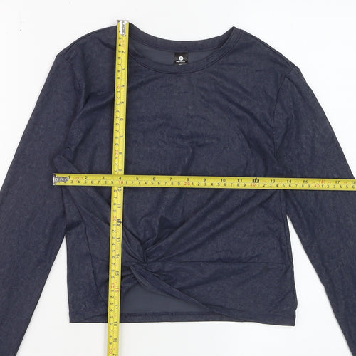90 Degree By Reflex Womens Blue XS Cropped Long Sleeve Active Top
