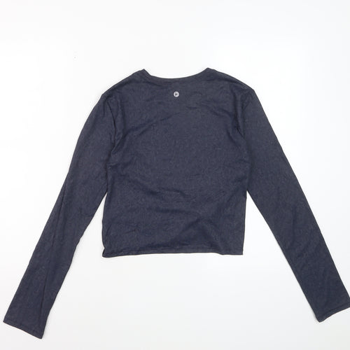 90 Degree By Reflex Womens Blue XS Cropped Long Sleeve Active Top