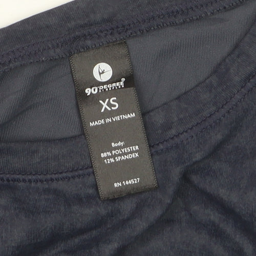 90 Degree By Reflex Womens Blue XS Cropped Long Sleeve Active Top