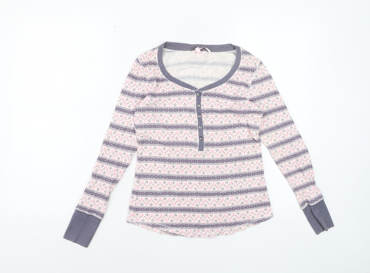 Victoria's Secret Women's Pink Fair Isle Long Sleeve Pyjama Top M
