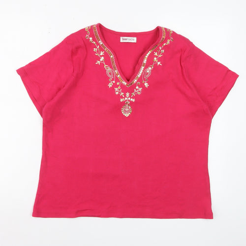 Bonmarché Women’s Pink Embroidered Cotton Tunic Blouse Size L