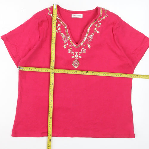 Bonmarché Women’s Pink Embroidered Cotton Tunic Blouse Size L