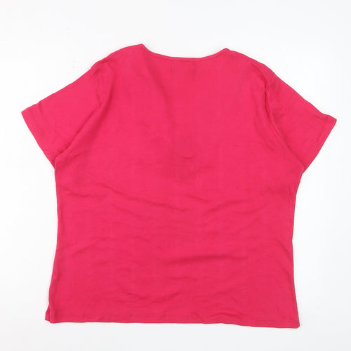 Bonmarché Women’s Pink Embroidered Cotton Tunic Blouse Size L