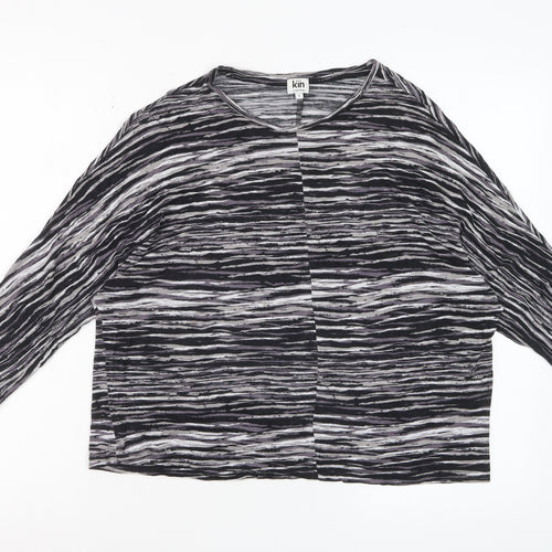 Kin by John Lewis Womens Black Striped Viscose Blouse S