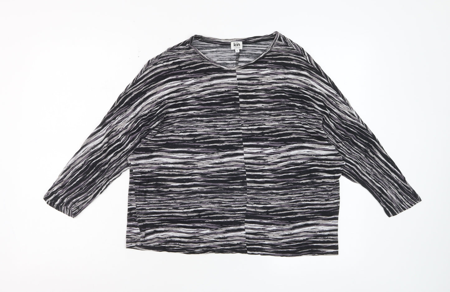 Kin by John Lewis Womens Black Striped Viscose Blouse S