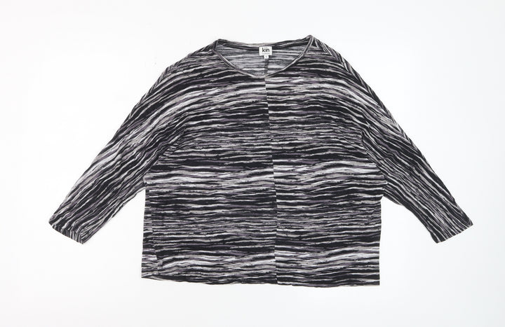 Kin by John Lewis Womens Black Striped Viscose Blouse S