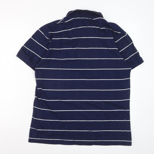 Lee Cooper Men’s Blue Striped Polo Shirt Size L Cotton Casual