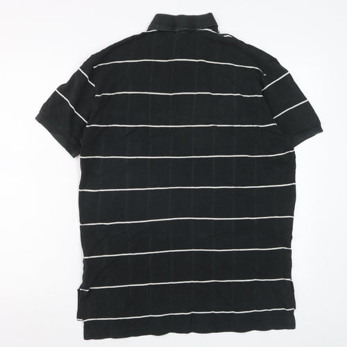 Ralph Lauren Mens Black Striped Short Sleeve Polo Shirt Size M