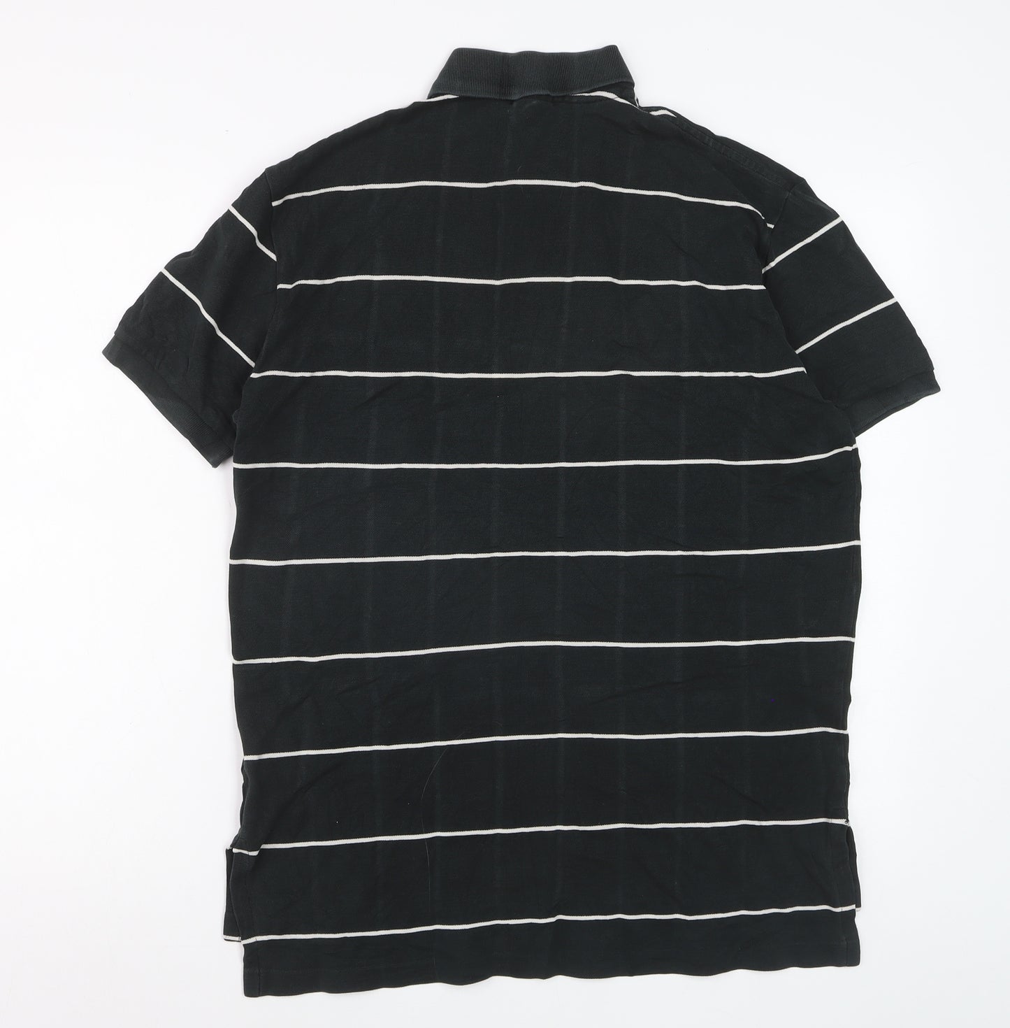 Ralph Lauren Mens Black Striped Short Sleeve Polo Shirt Size M