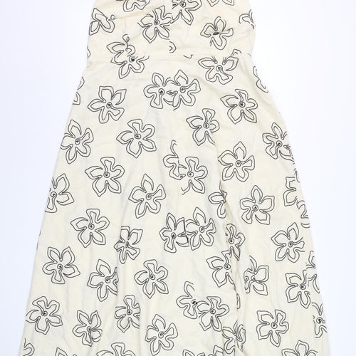 Marks and Spencer Women Beige Floral A-Line Sleeveless Dress Size 20