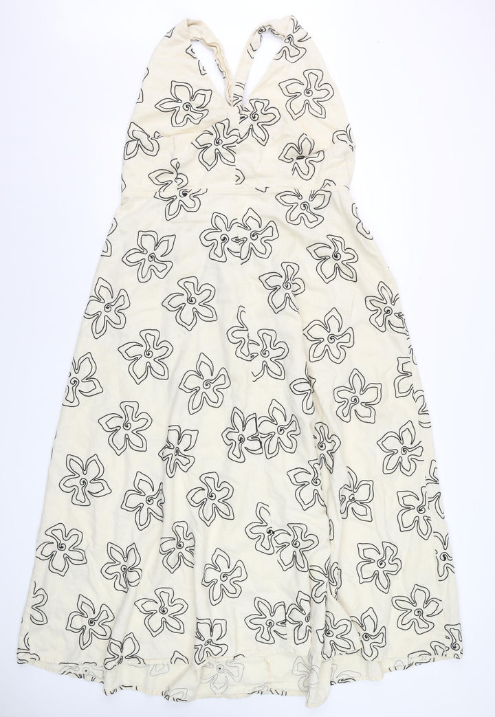 Marks and Spencer Women Beige Floral A-Line Sleeveless Dress Size 20