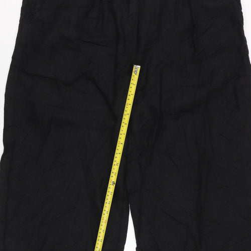 Marks and Spencer Women Black Linen Wide-Leg Trousers Size 18