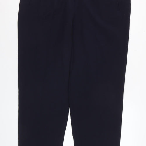 Lucia Women Navy Wool Blend Tapered Trousers Size 16