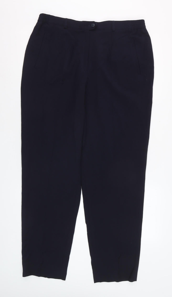 Lucia Women Navy Wool Blend Tapered Trousers Size 16