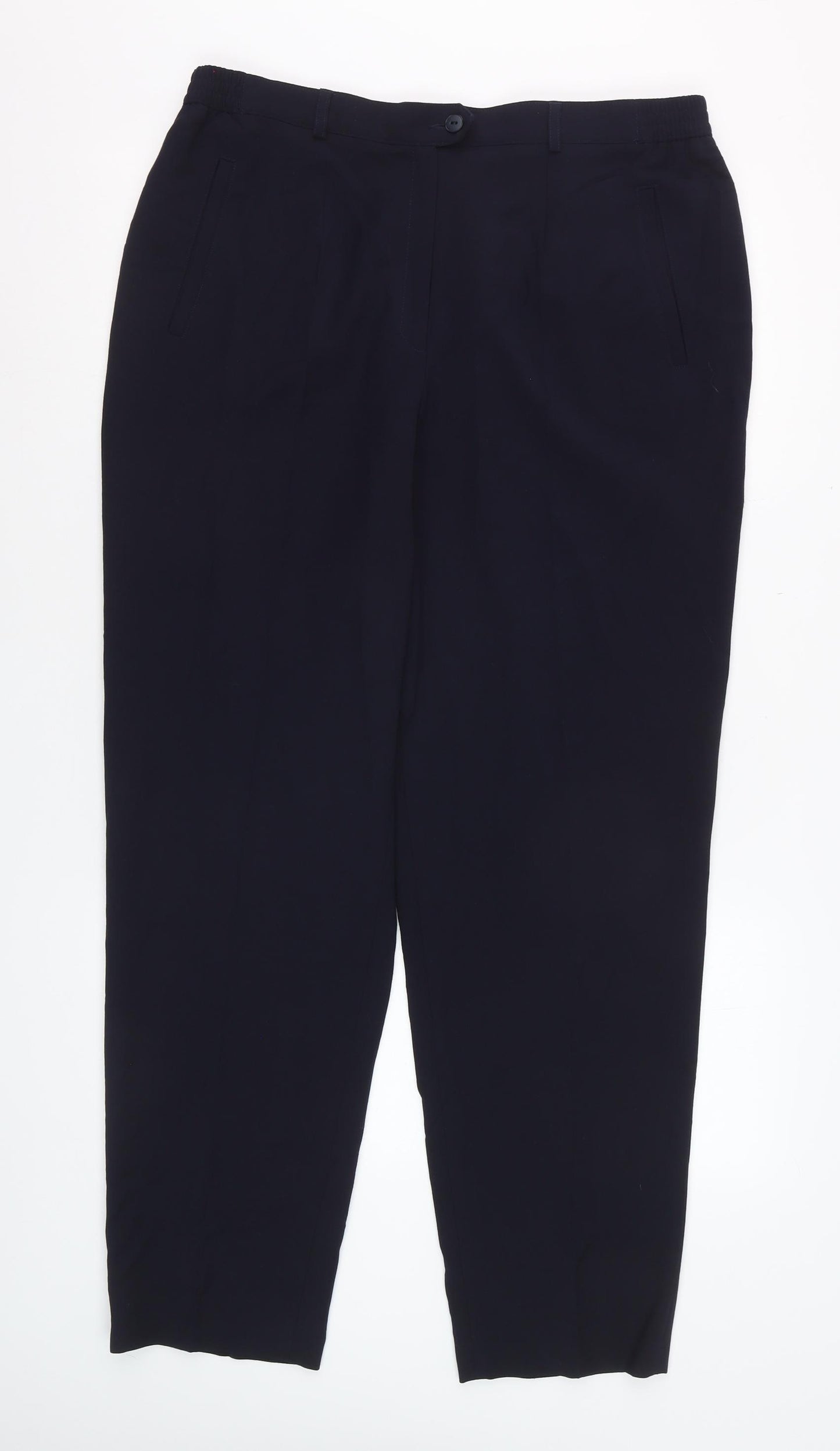 Lucia Women Navy Wool Blend Tapered Trousers Size 16