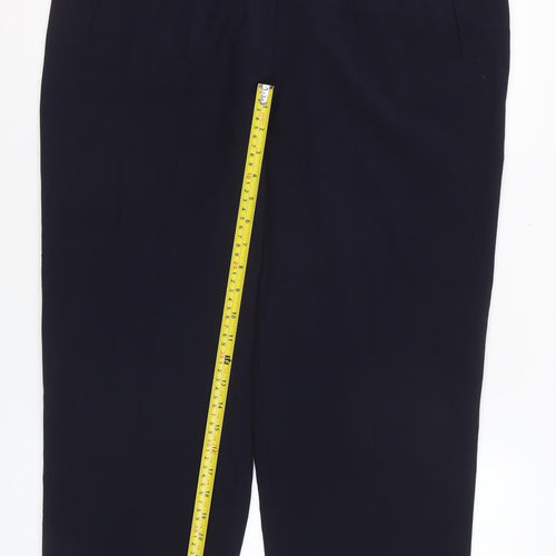 Lucia Women Navy Wool Blend Tapered Trousers Size 16