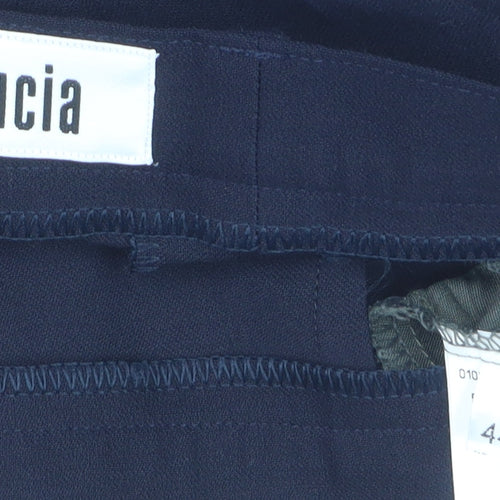 Lucia Women Navy Wool Blend Tapered Trousers Size 16