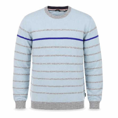 Ted Baker Men's Blue Striped Crew Neck Cotton Jumper Size L