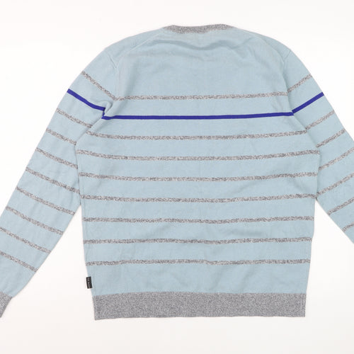 Ted Baker Men's Blue Striped Crew Neck Cotton Jumper Size L