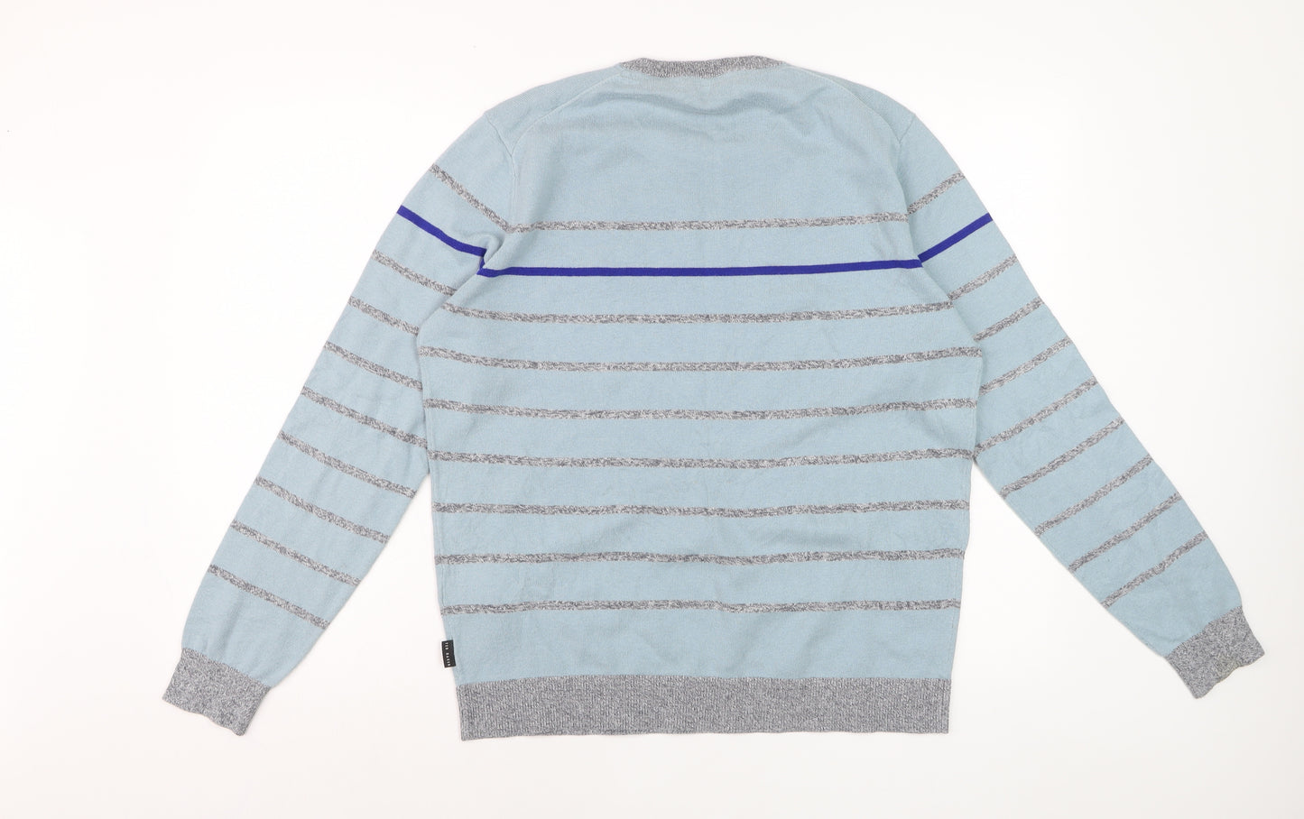 Ted Baker Men's Blue Striped Crew Neck Cotton Jumper Size L
