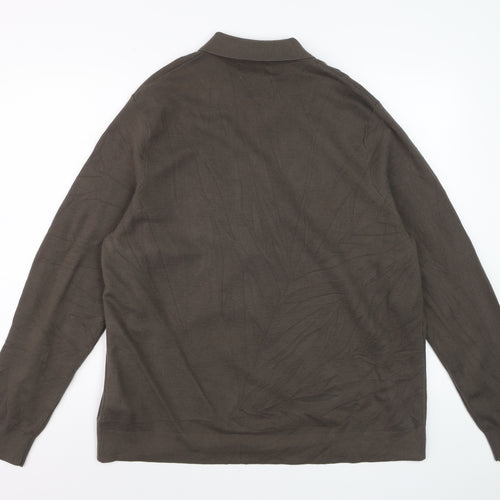 Marks and Spencer Men’s Brown Cotton Modal Full Zip Collared Jumper XL