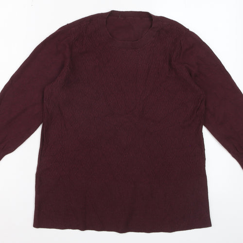 Oasis Womens Purple Long Sleeve Crew Neck Knit Jumper Size M
