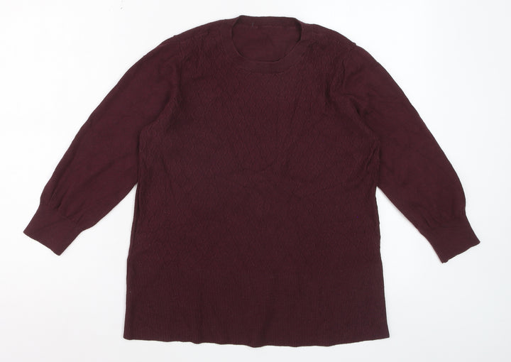 Oasis Womens Purple Long Sleeve Crew Neck Knit Jumper Size M