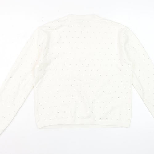 Marks and Spencer Womens Ivory Jewel Crew Neck Jumper Size S