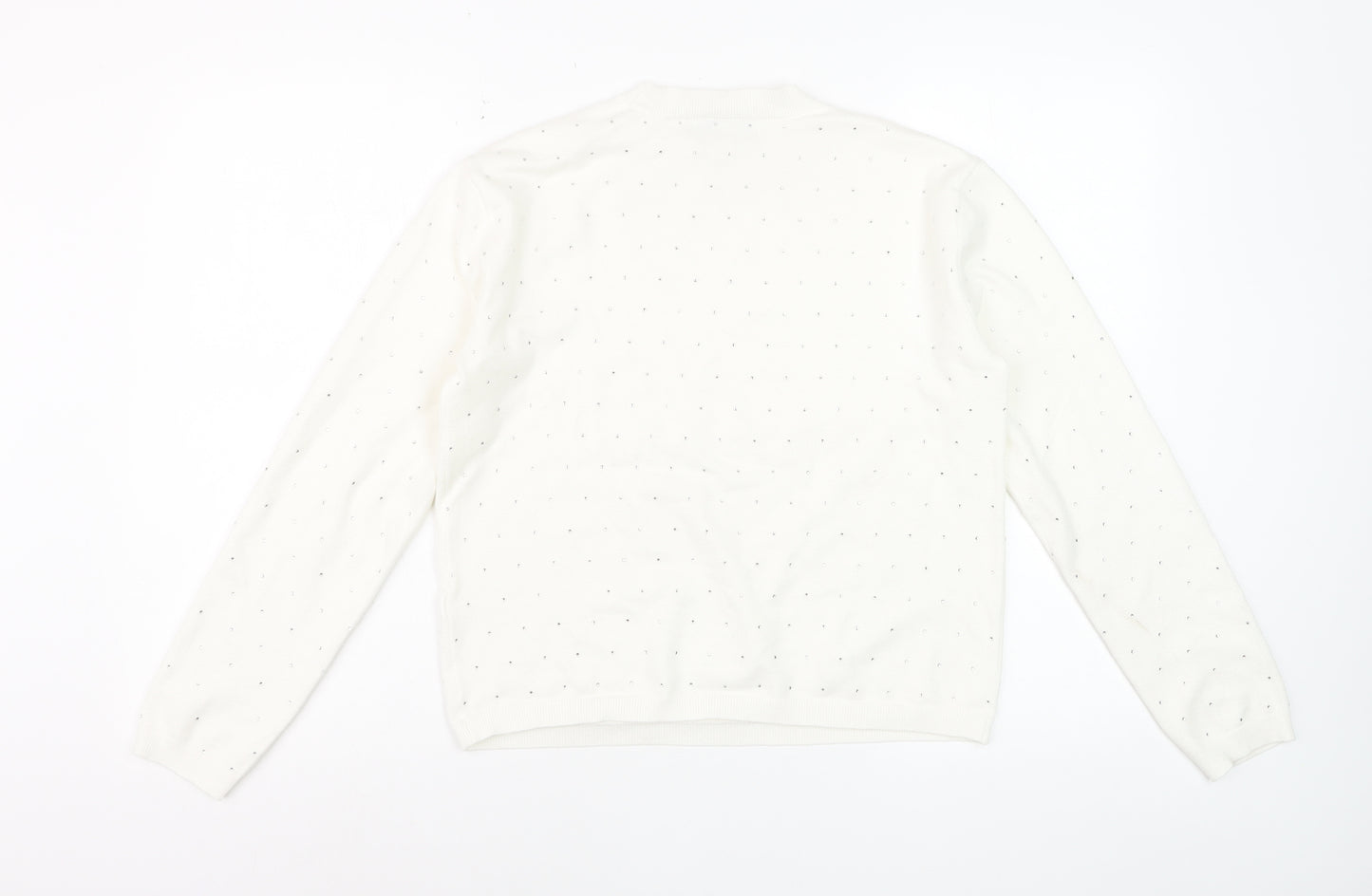 Marks and Spencer Womens Ivory Jewel Crew Neck Jumper Size S