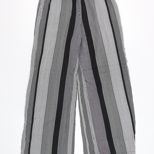 Marks and Spencer Women’s Black Striped Wide-Leg Viscose Trousers Size 6