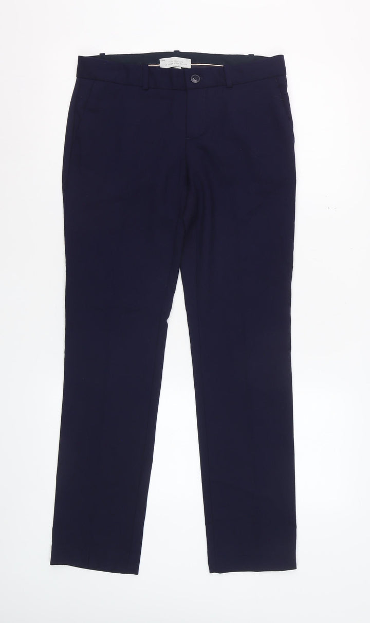Gap Women's Blue Wool Blend True Straight Petite Trousers Size 4