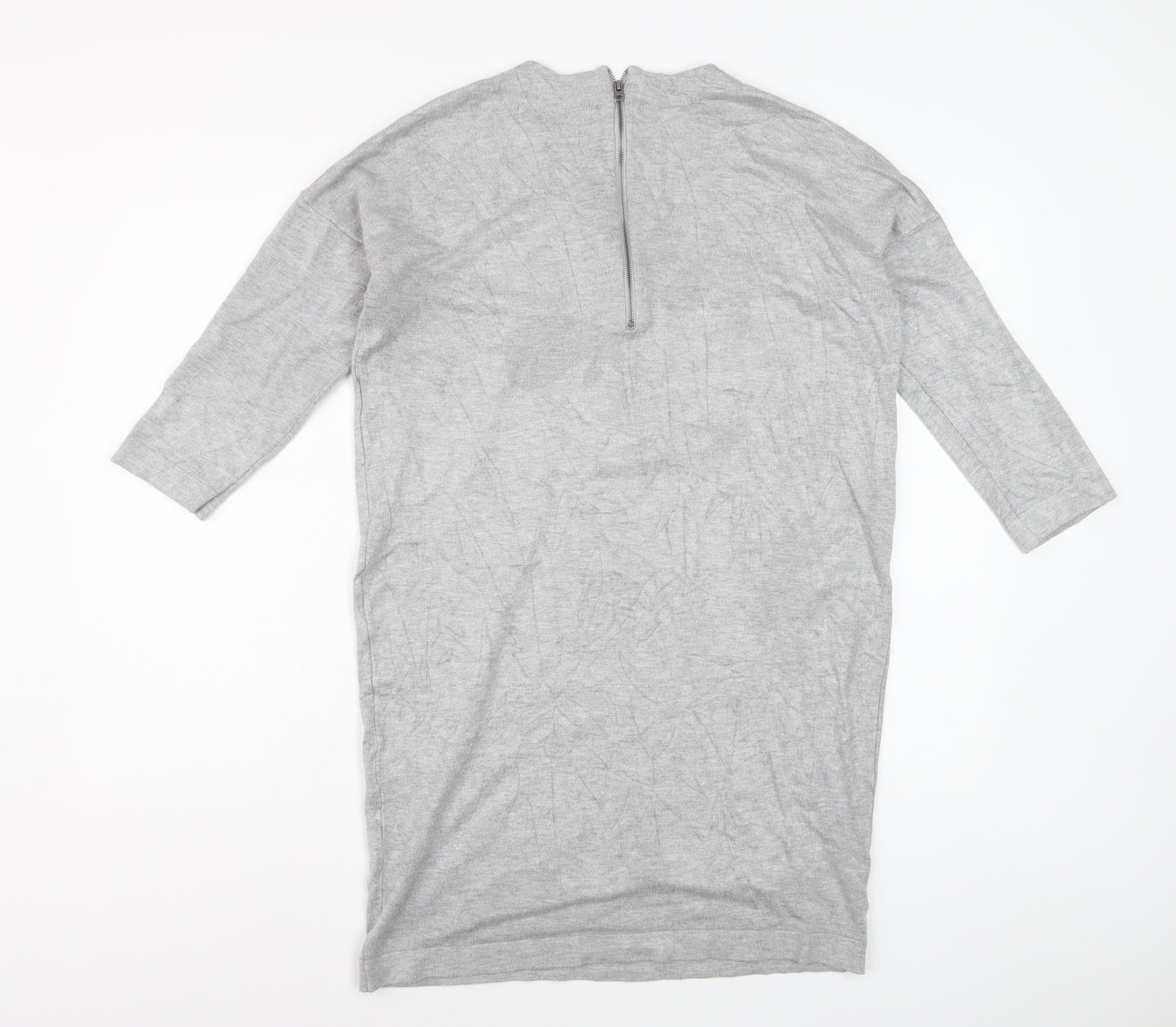 Vero Moda Women's Grey Tunic Jumper M Crew Neck 3/4 Sleeve