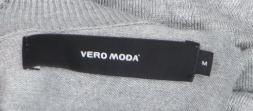 Vero Moda Women's Grey Tunic Jumper M Crew Neck 3/4 Sleeve