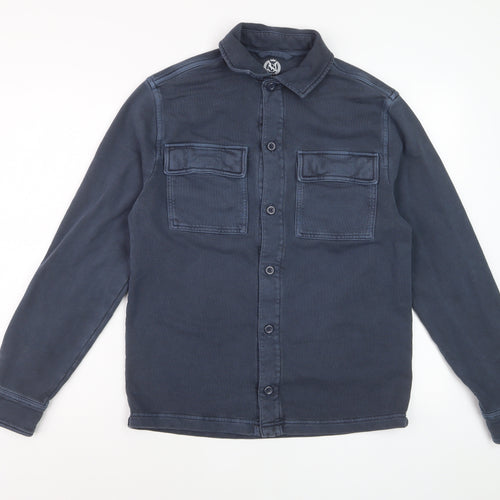Marks and Spencer Men's Blue Cotton Long Sleeve Casual Shirt S