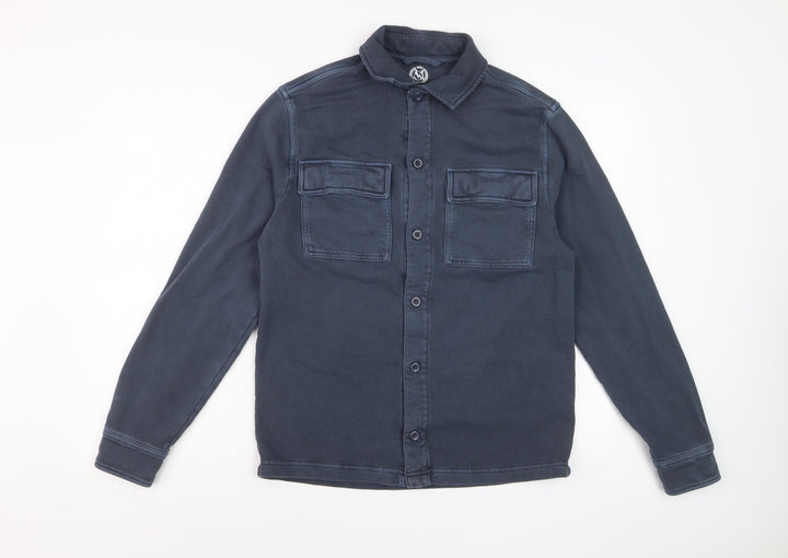 Marks and Spencer Men's Blue Cotton Long Sleeve Casual Shirt S