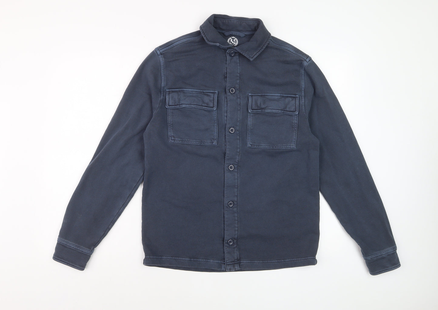 Marks and Spencer Men's Blue Cotton Long Sleeve Casual Shirt S