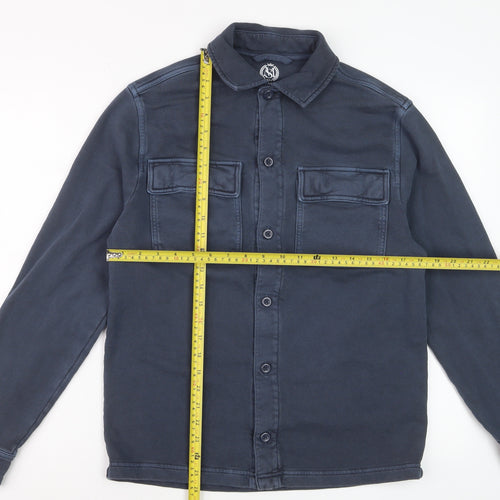 Marks and Spencer Men's Blue Cotton Long Sleeve Casual Shirt S