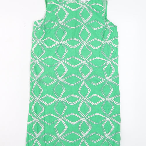 Marks and Spencer Women Green Linen Blend Shift Dress Size 6