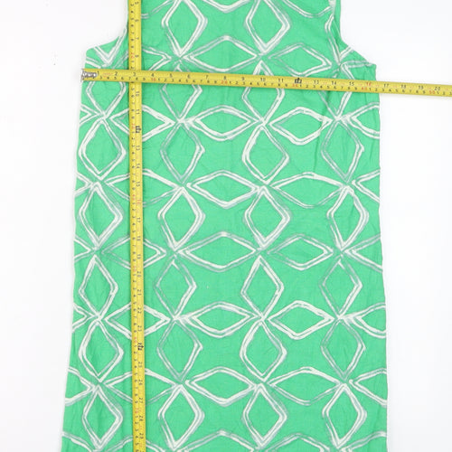 Marks and Spencer Women Green Linen Blend Shift Dress Size 6