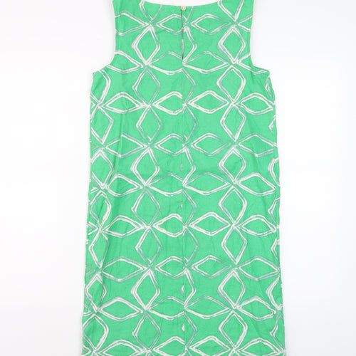 Marks and Spencer Women Green Linen Blend Shift Dress Size 6