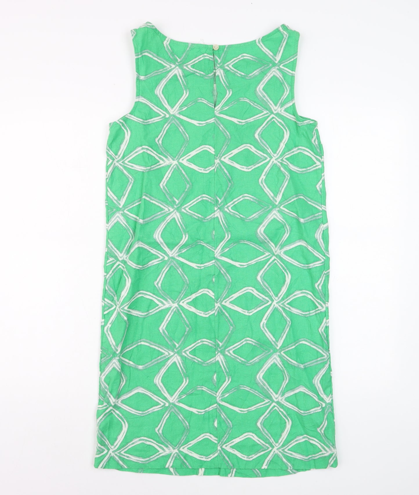 Marks and Spencer Women Green Linen Blend Shift Dress Size 6