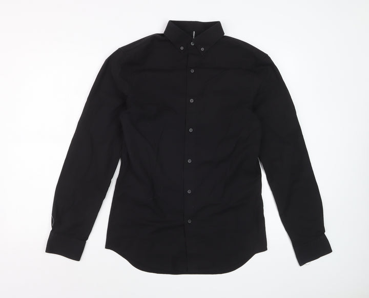 Marks and Spencer Men's Black Slim Fit Long Sleeve Dress Shirt Size S
