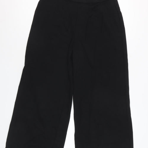 Marks and Spencer Womens Black Size 12 Cropped Wide-Leg Trousers