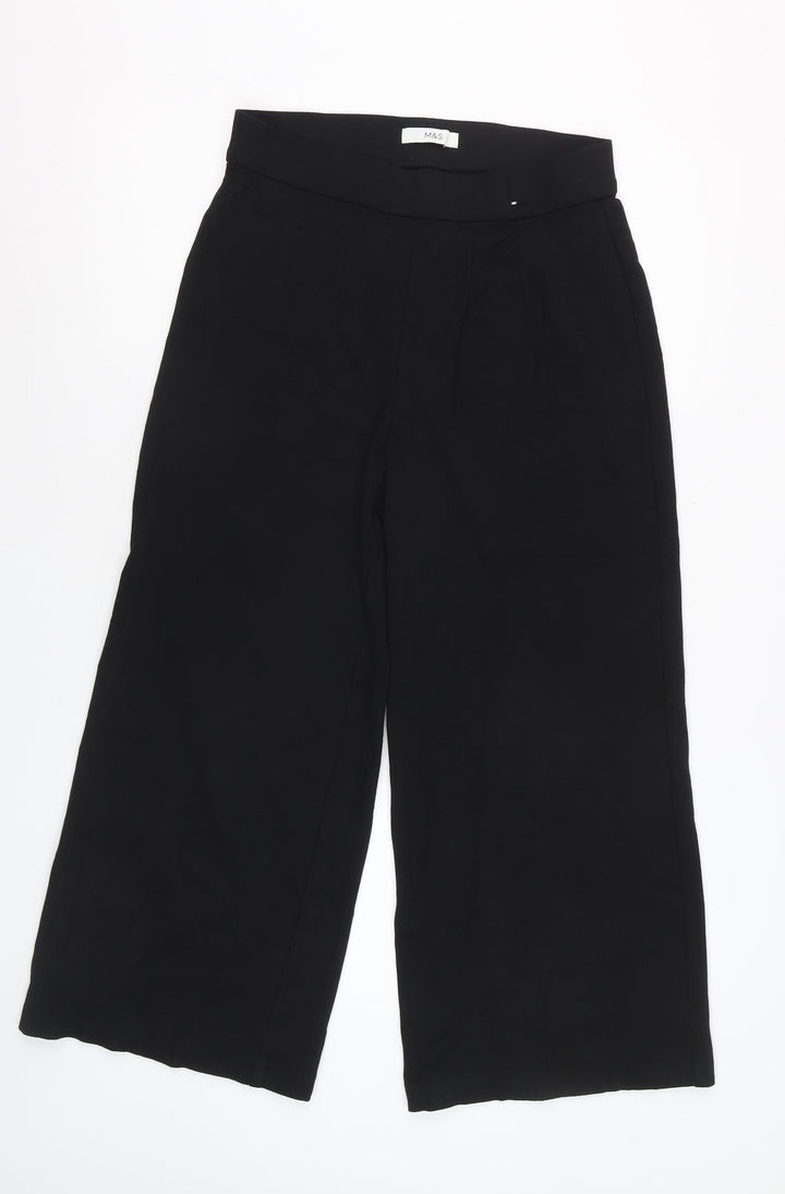 Marks and Spencer Womens Black Size 12 Cropped Wide-Leg Trousers
