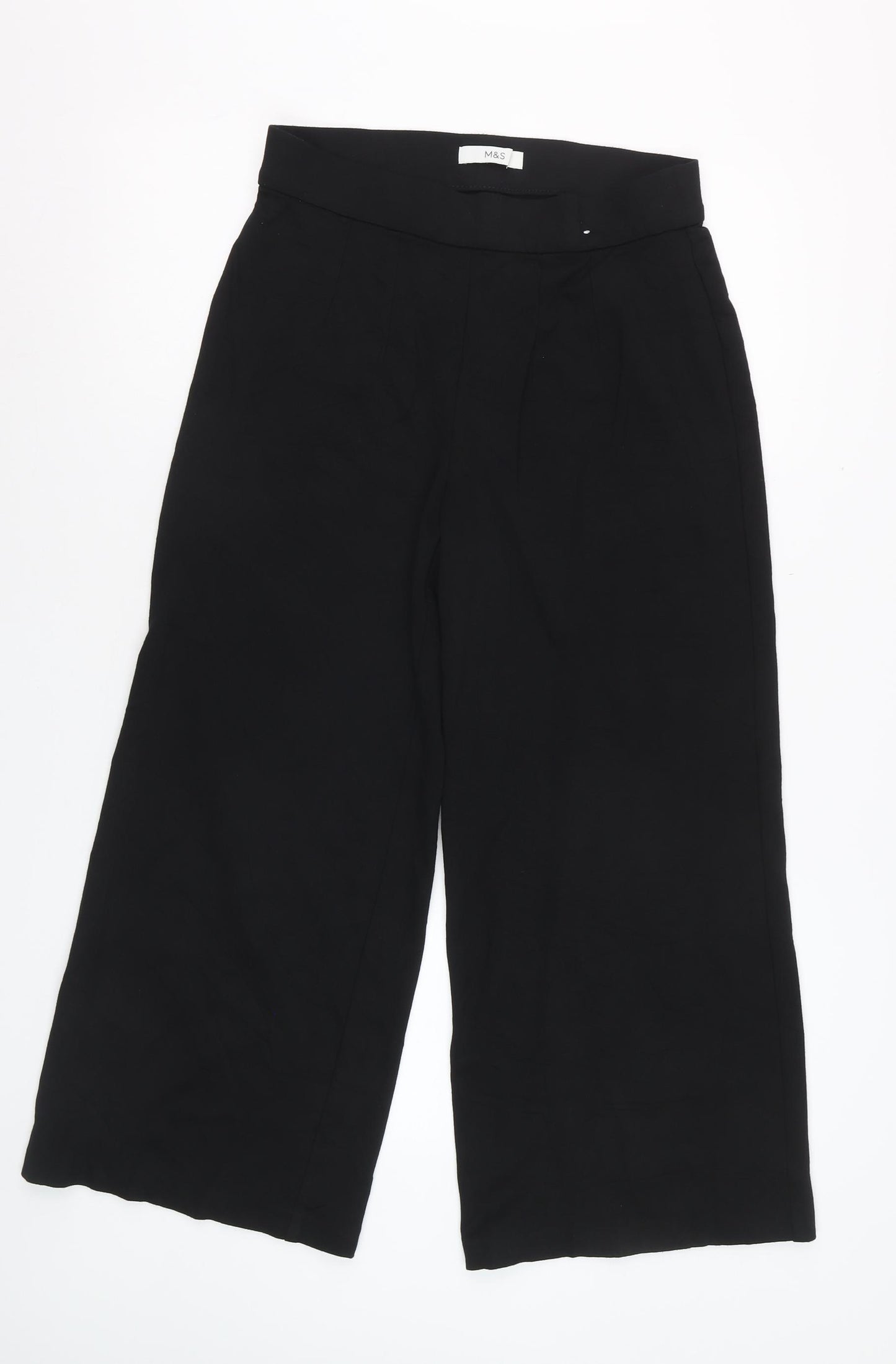 Marks and Spencer Womens Black Size 12 Cropped Wide-Leg Trousers